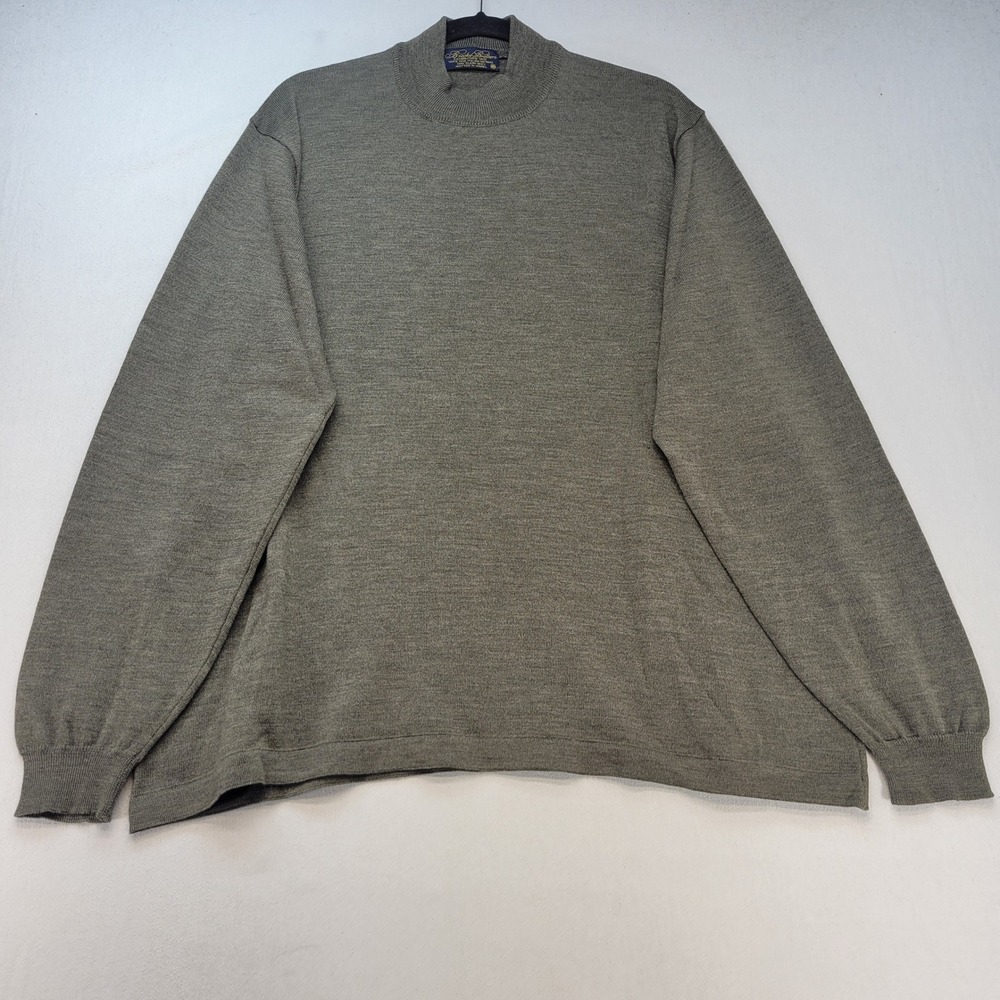 Brooks Brothers Mock Neck Sweater Mens XL Olive Green Italian Merino Wool Knit